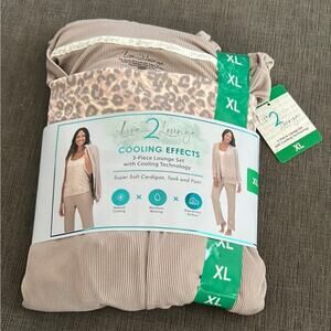 NWOT Love to Lounge 3 piece set; pants, tank cardigan, pink cheetah print, sz XL